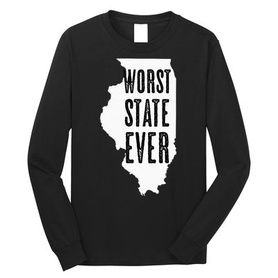 Illinois Worst State Ever IL Sucks Funny Graphic Long Sleeve Shirt