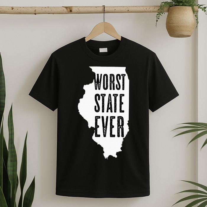 Illinois Worst State Ever IL Sucks Funny Graphic T-Shirt
