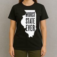 Illinois Worst State Ever IL Sucks Funny Graphic T-Shirt