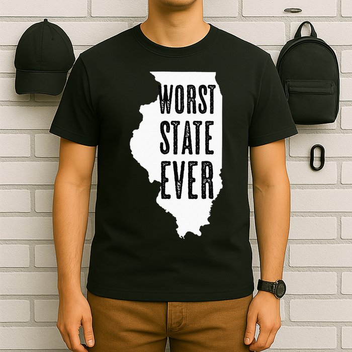 Illinois Worst State Ever IL Sucks Funny Graphic T-Shirt