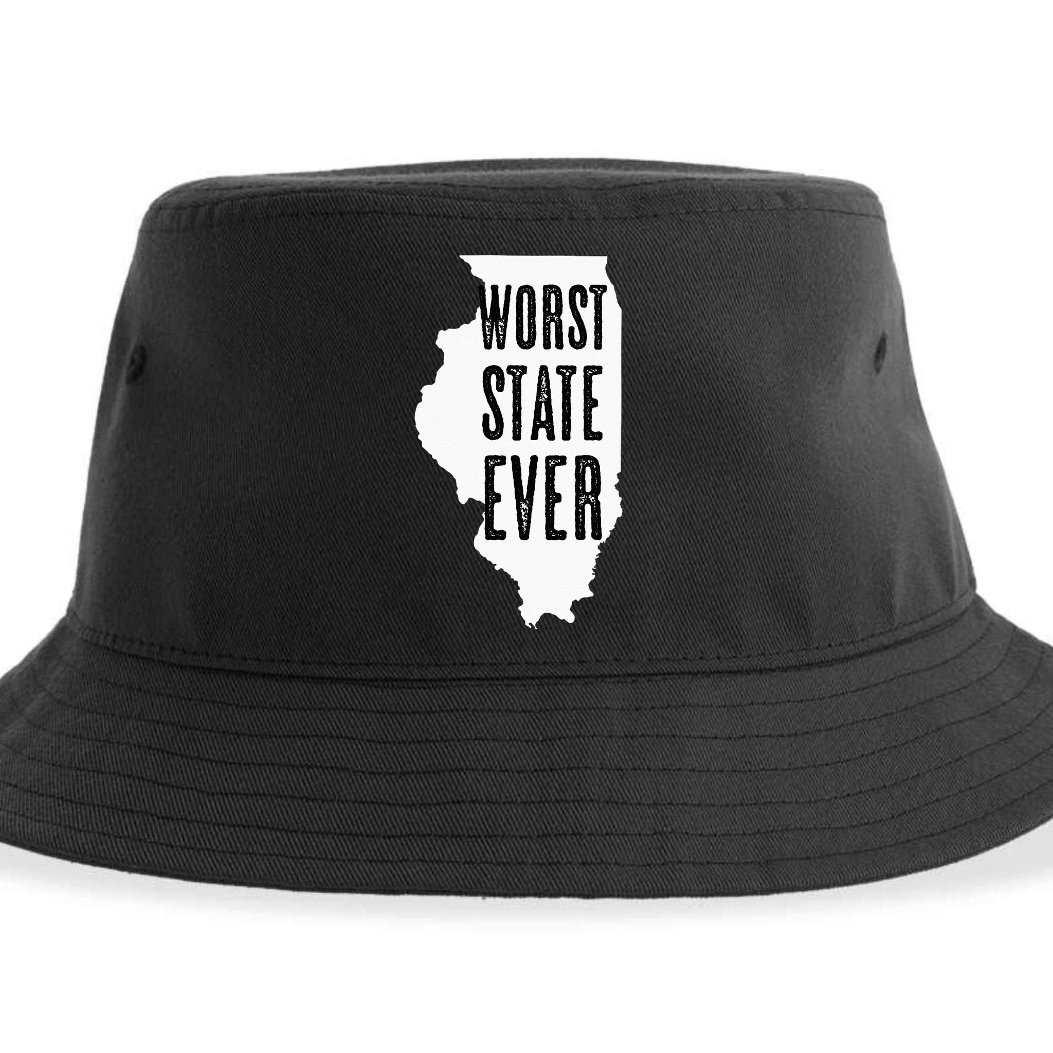 Illinois Worst State Ever IL Sucks Funny Graphic Sustainable Bucket Hat