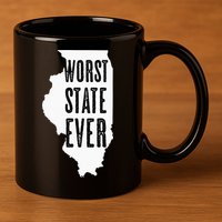 Illinois Worst State Ever IL Sucks Funny Graphic 11oz C Handle Ceramic Mug