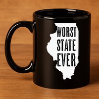 Illinois Worst State Ever IL Sucks Funny Graphic 11oz C Handle Ceramic Mug