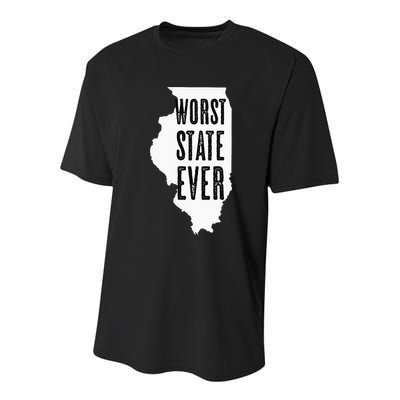 Illinois Worst State Ever IL Sucks Funny Graphic Youth Performance Sprint T-Shirt