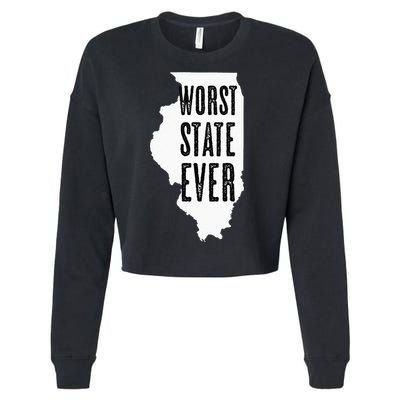 Illinois Worst State Ever IL Sucks Funny Graphic Cropped Pullover Crew