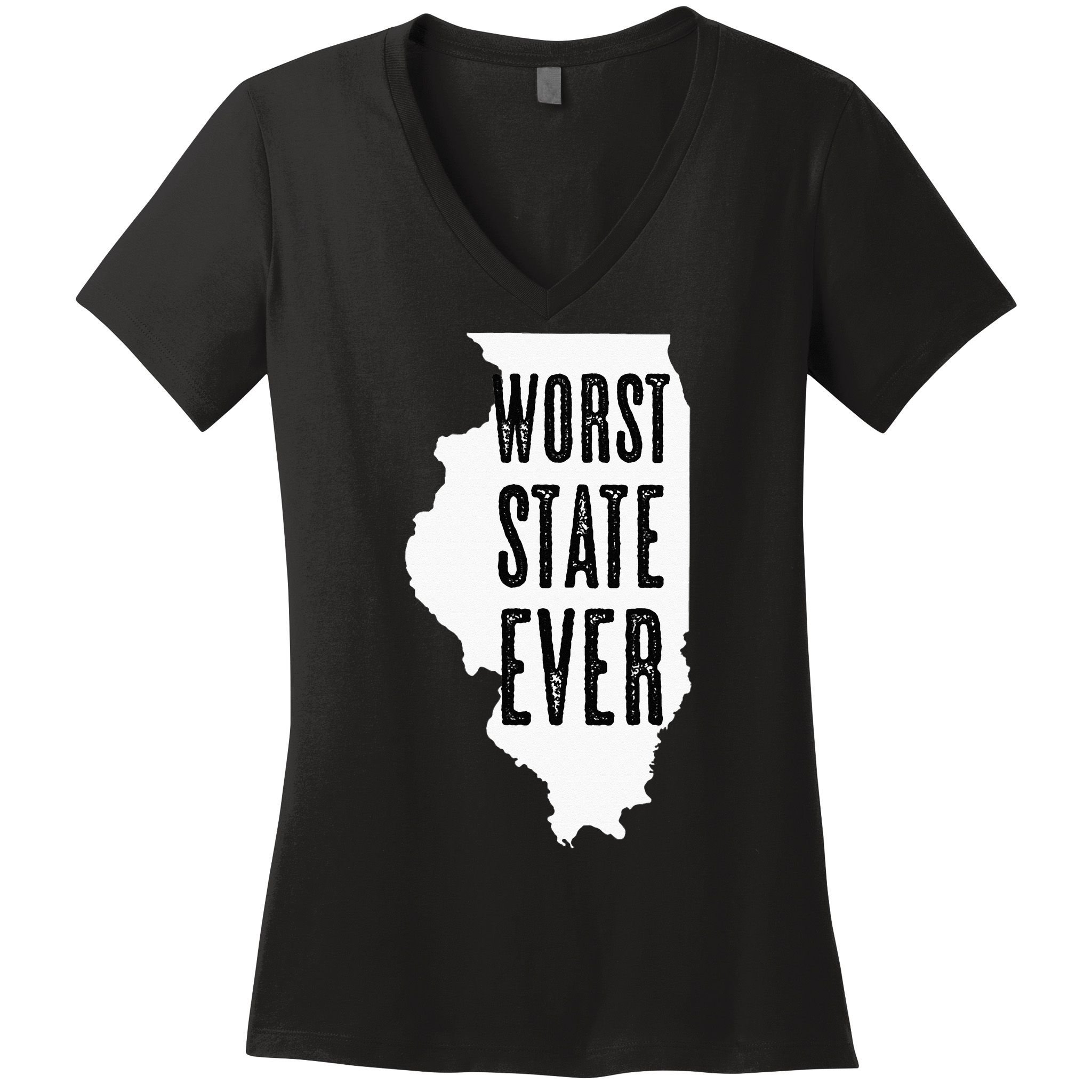 Illinois Worst State Ever IL Sucks Funny Graphic Women's V-Neck T-Shirt