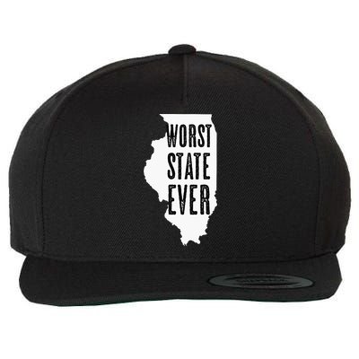 Illinois Worst State Ever IL Sucks Funny Graphic Wool Snapback Cap