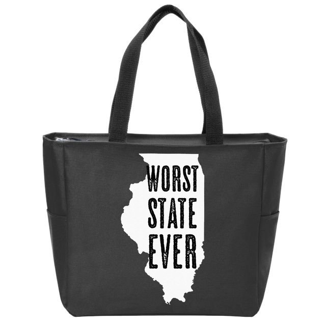 Illinois Worst State Ever IL Sucks Funny Graphic Zip Tote Bag