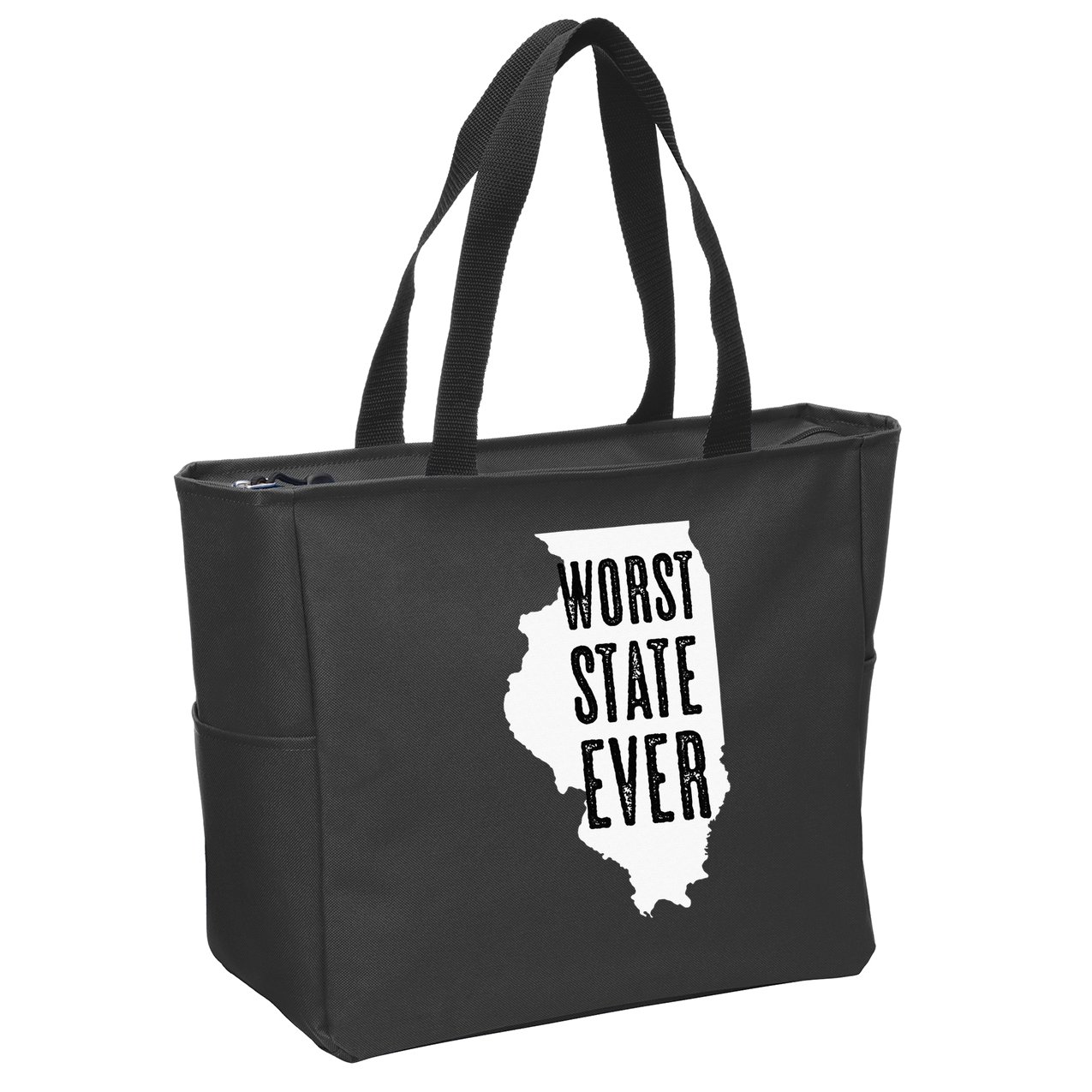 Illinois Worst State Ever IL Sucks Funny Graphic Zip Tote Bag