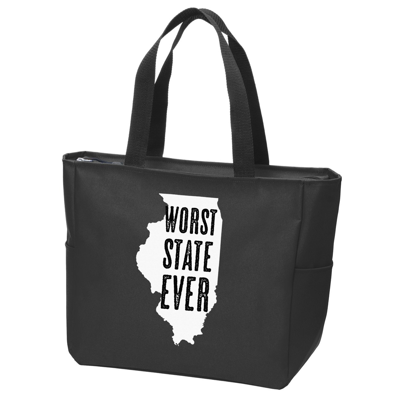 Illinois Worst State Ever IL Sucks Funny Graphic Zip Tote Bag