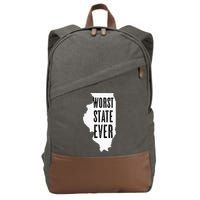 Illinois Worst State Ever IL Sucks Funny Graphic Cotton Canvas Backpack