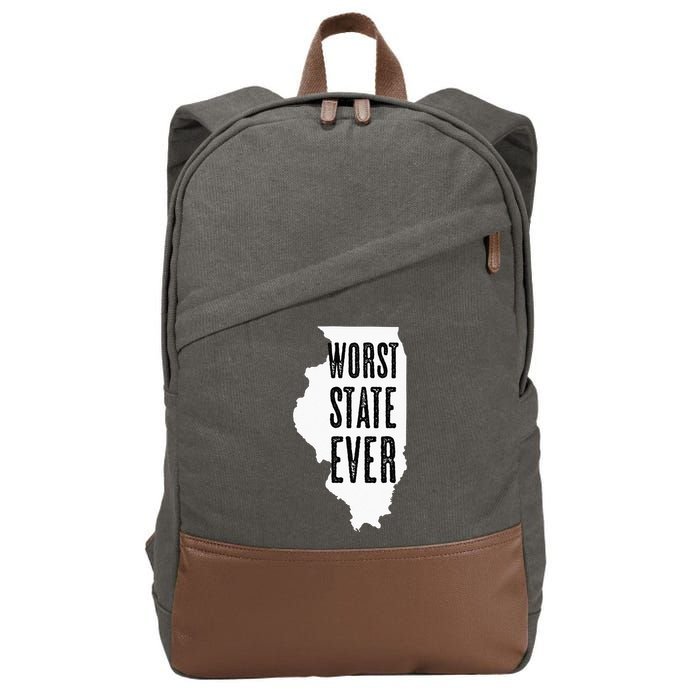 Illinois Worst State Ever IL Sucks Funny Graphic Cotton Canvas Backpack