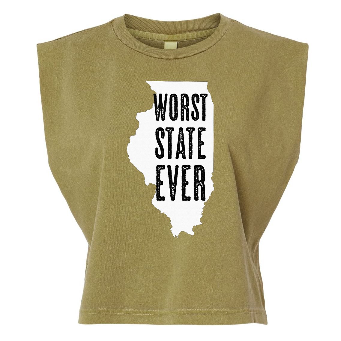 Illinois Worst State Ever IL Sucks Funny Graphic Garment-Dyed Women's Muscle Tee
