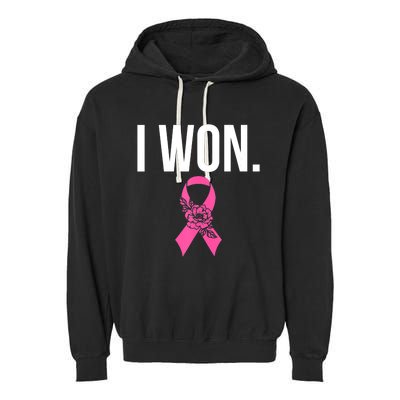 I Won Survivor Fighter Breast Cancer Awareness Pink Ribbon Garment-Dyed Fleece Hoodie