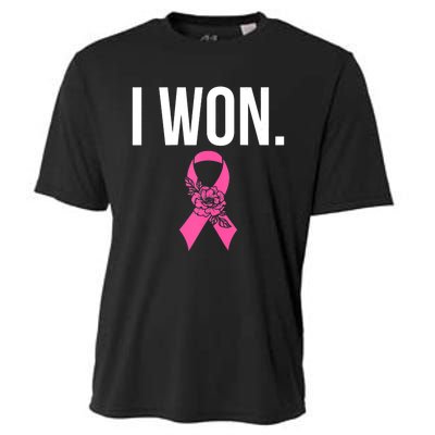 I Won Survivor Fighter Breast Cancer Awareness Pink Ribbon Cooling Performance Crew T-Shirt