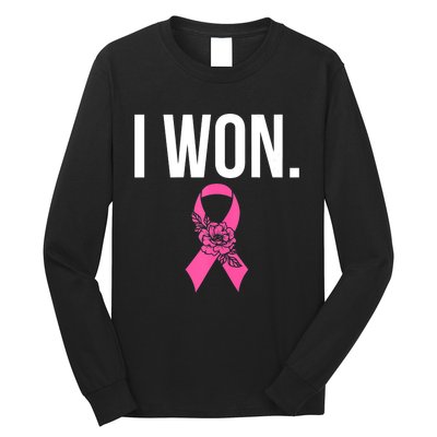 I Won Survivor Fighter Breast Cancer Awareness Pink Ribbon Long Sleeve Shirt