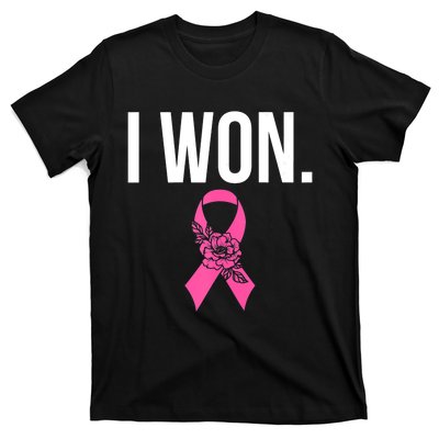 I Won Survivor Fighter Breast Cancer Awareness Pink Ribbon T-Shirt