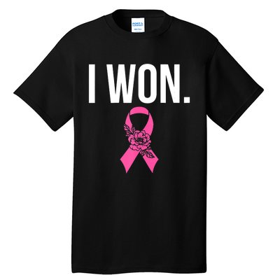 I Won Survivor Fighter Breast Cancer Awareness Pink Ribbon Tall T-Shirt