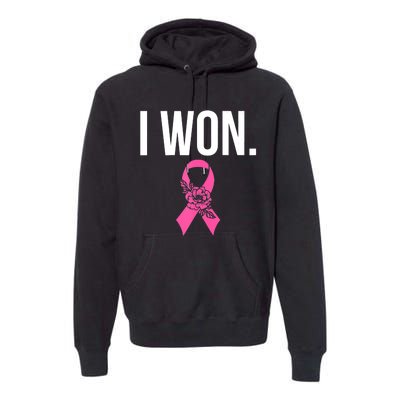 I Won Survivor Fighter Breast Cancer Awareness Pink Ribbon Premium Hoodie