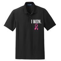 I Won Survivor Fighter Breast Cancer Awareness Pink Ribbon Dry Zone Grid Polo