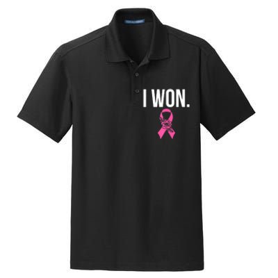 I Won Survivor Fighter Breast Cancer Awareness Pink Ribbon Dry Zone Grid Polo