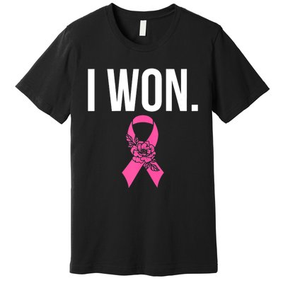 I Won Survivor Fighter Breast Cancer Awareness Pink Ribbon Premium T-Shirt