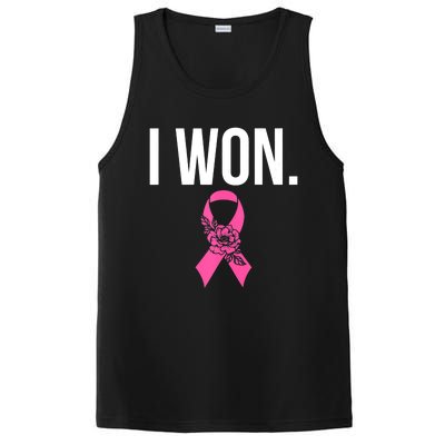 I Won Survivor Fighter Breast Cancer Awareness Pink Ribbon PosiCharge Competitor Tank