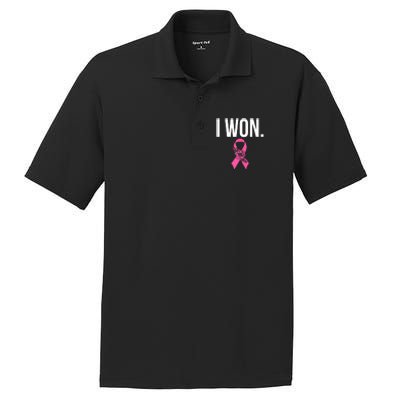 I Won Survivor Fighter Breast Cancer Awareness Pink Ribbon PosiCharge RacerMesh Polo