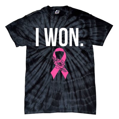 I Won Survivor Fighter Breast Cancer Awareness Pink Ribbon Tie-Dye T-Shirt