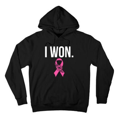 I Won Survivor Fighter Breast Cancer Awareness Pink Ribbon Tall Hoodie