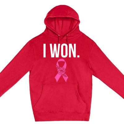 I Won Survivor Fighter Breast Cancer Awareness Pink Ribbon Premium Pullover Hoodie