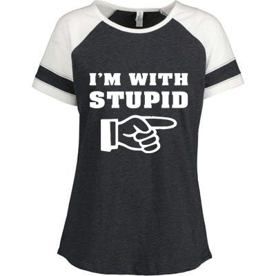 I'm With Stupid Enza Ladies Jersey Colorblock Tee