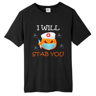 I Will Stab You Ghost Nurse Retro Funny Halloween For Nurses Funny Gift Tall Fusion ChromaSoft Performance T-Shirt