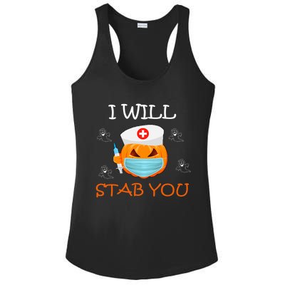 I Will Stab You Ghost Nurse Retro Funny Halloween For Nurses Funny Gift Ladies PosiCharge Competitor Racerback Tank