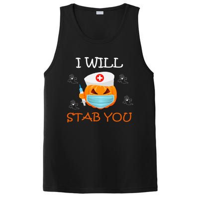 I Will Stab You Ghost Nurse Retro Funny Halloween For Nurses Funny Gift PosiCharge Competitor Tank