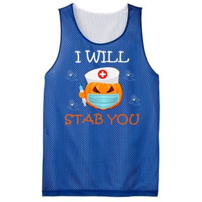 I Will Stab You Ghost Nurse Retro Funny Halloween For Nurses Funny Gift Mesh Reversible Basketball Jersey Tank