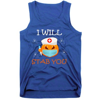 I Will Stab You Ghost Nurse Retro Funny Halloween For Nurses Funny Gift Tank Top