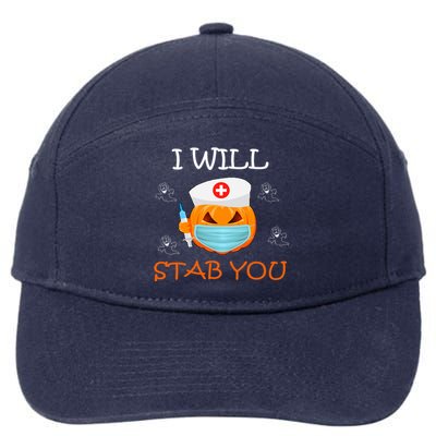 I Will Stab You Ghost Nurse Retro Funny Halloween For Nurses Funny Gift 7-Panel Snapback Hat