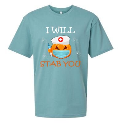 I Will Stab You Ghost Nurse Retro Funny Halloween For Nurses Funny Gift Sueded Cloud Jersey T-Shirt