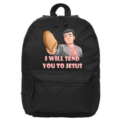 I Will Send You To Jesus Funny Asian Guy Asian Stereotypes 16 in Basic Backpack