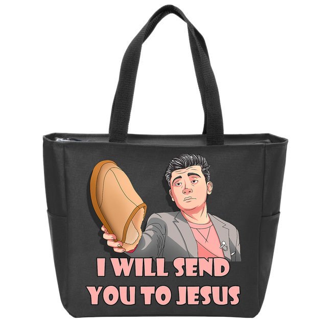 I Will Send You To Jesus Funny Asian Guy Asian Stereotypes Zip Tote Bag