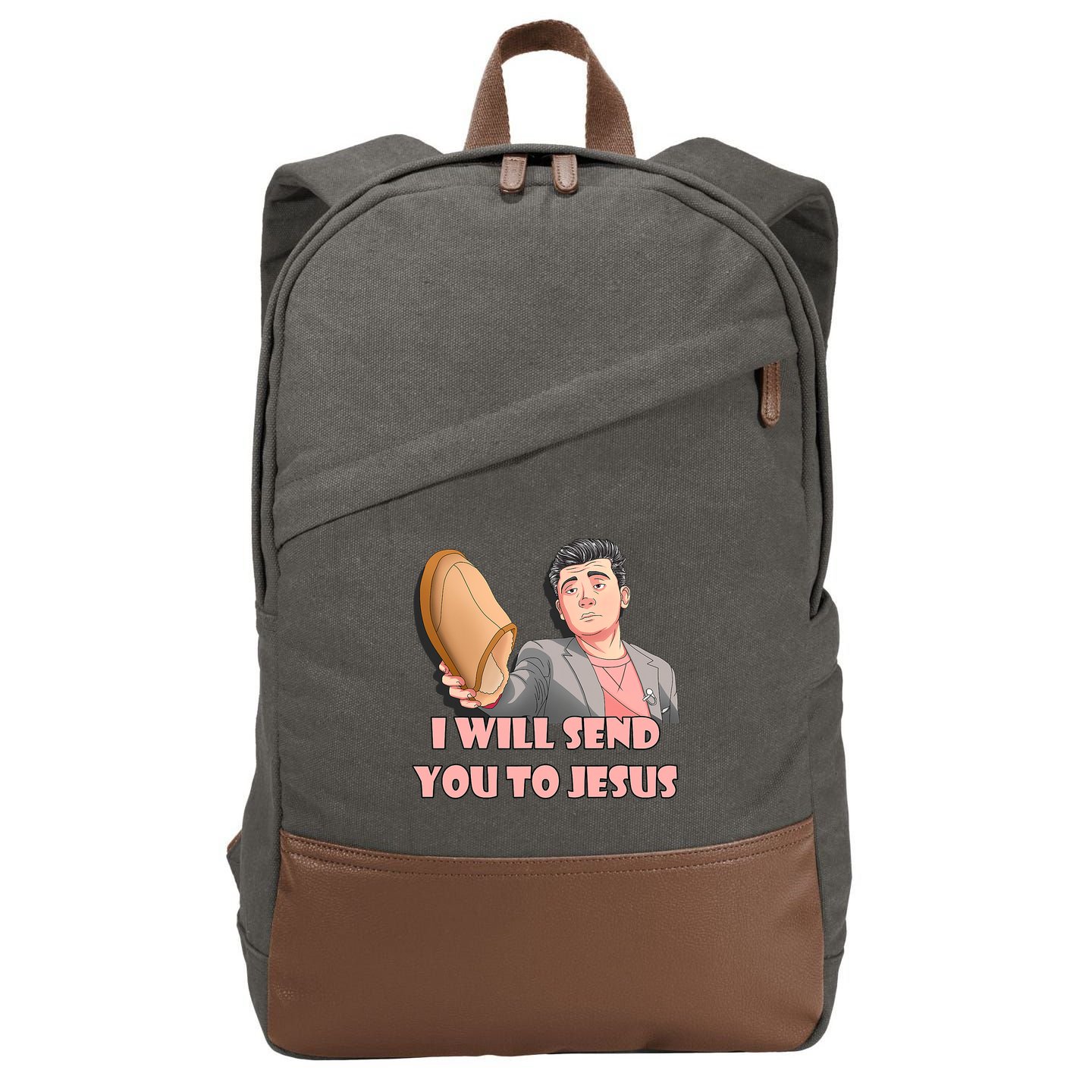 I Will Send You To Jesus Funny Asian Guy Asian Stereotypes Cotton Canvas Backpack