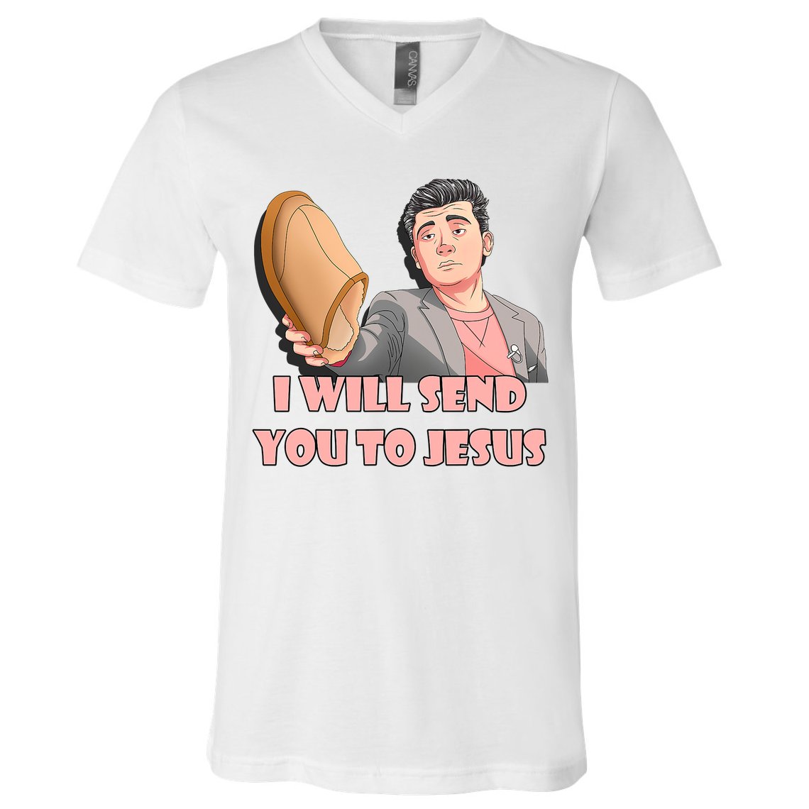 I Will Send You To Jesus Funny Asian Guy Asian Stereotypes V-Neck T-Shirt