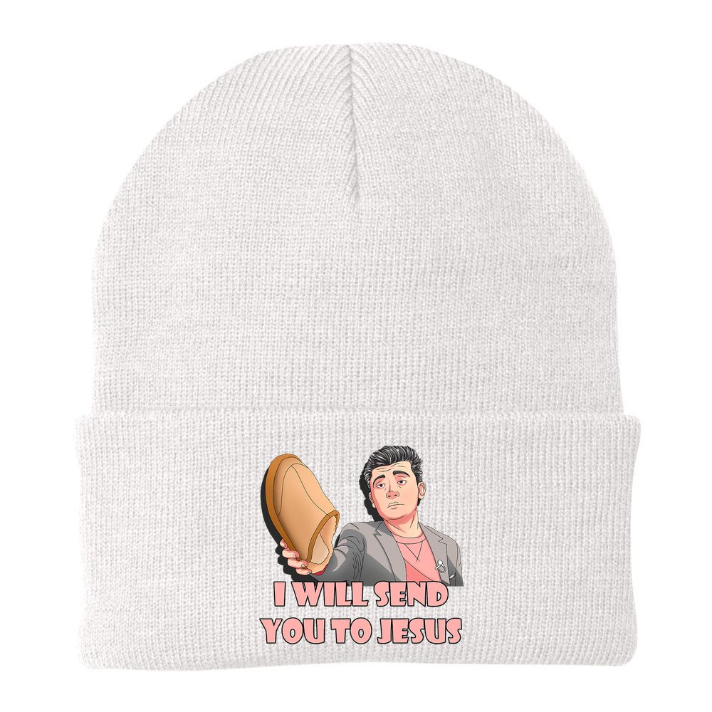 I Will Send You To Jesus Funny Asian Guy Asian Stereotypes Beanie