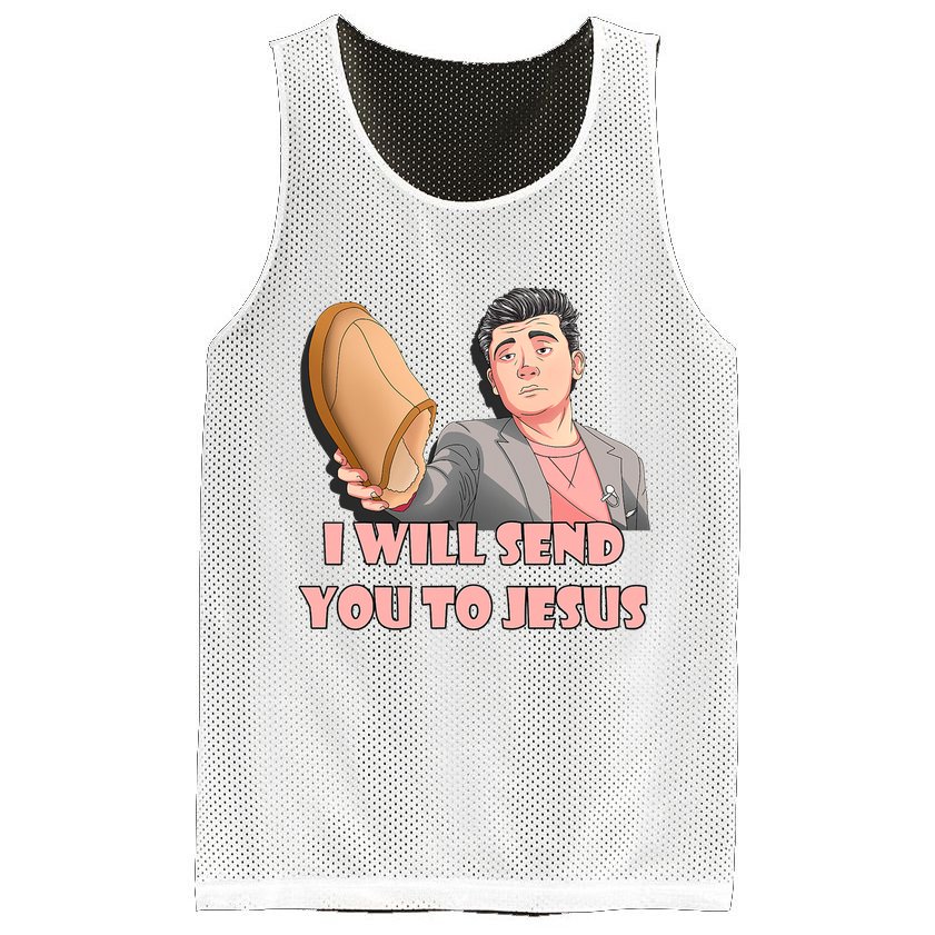 I Will Send You To Jesus Funny Asian Guy Asian Stereotypes Mesh Reversible Basketball Jersey Tank