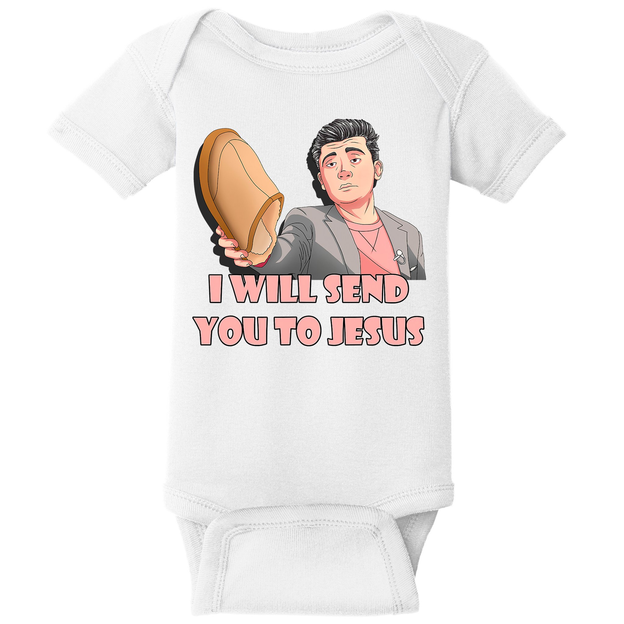I Will Send You To Jesus Funny Asian Guy Asian Stereotypes Baby Bodysuit