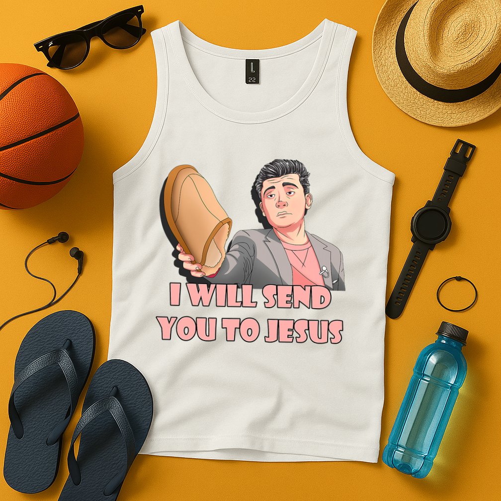 I Will Send You To Jesus Funny Asian Guy Asian Stereotypes Tank Top