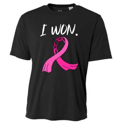 I Won Survivor Breast Cancer Awareness Support Mom Wife Cooling Performance Crew T-Shirt