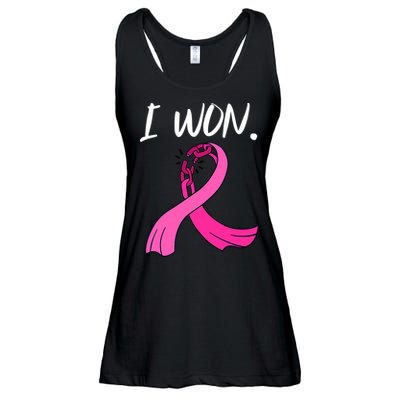 I Won Survivor Breast Cancer Awareness Support Mom Wife Ladies Essential Flowy Tank