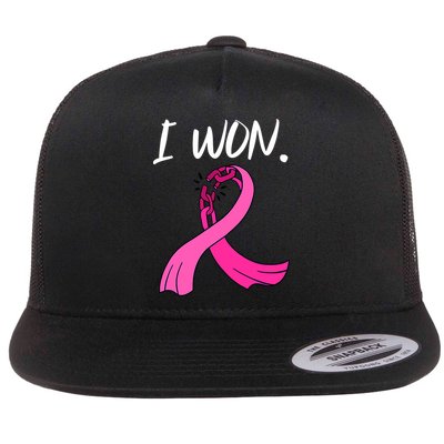 I Won Survivor Breast Cancer Awareness Support Mom Wife Flatbill Hat